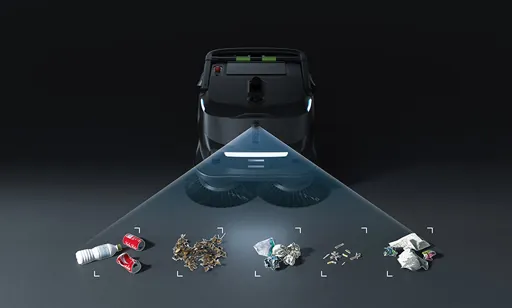 Robot scanning its surroundings with sensors and LiDAR